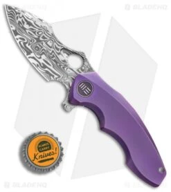 WE Knife Co. 605DS Flipper Knife Purple Titanium (3" Damasteel) Limited Edition -We Knife Co Shop WE Knife Co 605DS purple Ti damasteel LE BHQ 80883 er bottlecap