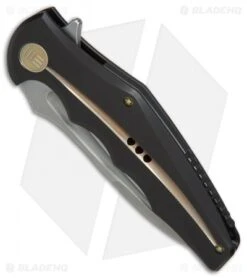 WE Knife Co. 608K Tanto Frame Lock Knife Black/Gold Ti (4" Stonewash) -We Knife Co Shop WE Knife Co 608K Tanto Black Gold Ti SW BHQ 79926 er spine