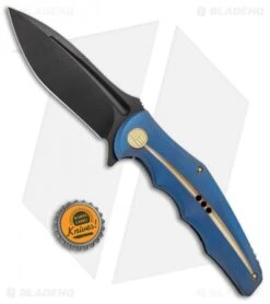 WE Knife Co. 608P Frame Lock Knife Blue Titanium (4" Black Stonewash) -We Knife Co Shop WE Knife Co 608P FL Blue Black SW BHQ 85486 jr bottlecap