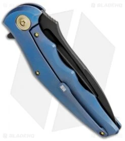 WE Knife Co. 608P Frame Lock Knife Blue Titanium (4" Black Stonewash) -We Knife Co Shop WE Knife Co 608P FL Blue Black SW BHQ 85486 jr side