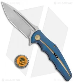 WE Knife Co. 608Q Frame Lock Knife Blue Titanium (4" Stonewash) -We Knife Co Shop WE Knife Co 608Q FL Blue SW BHQ 85488 jr bottlecap