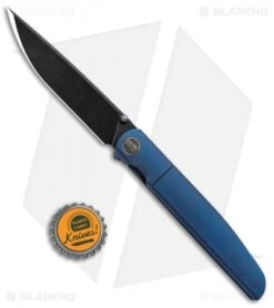 WE Knife Co. 618E Frame Lock Knife Blue Titanium (3.8" Black Stonewash) -We Knife Co Shop WE Knife Co 618F Blue Ti Black SW BHQ 89120 jr bottlecap