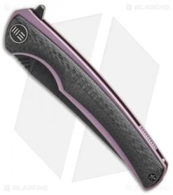 WE Knife Co. 704CF-F Liner Lock Knife CF/Purple Ti (3.6" Black Stonewash) -We Knife Co Shop WE Knife Co 704CF F cf purple ti black sw BHQ 75623 er spine jr