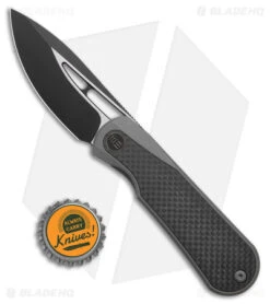 WE Knife Co. Baloo Frame Lock Knife Black Ti/Twill CF (3.3" Black SW) WE21033-2 -We Knife Co Shop WE Knife Co Baloo FL Black Ti Twill CF Black SW BHQ 165211 jr bottlecap