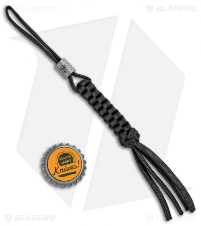 WE Knife Co. Black Tied Paracord Lanyard W/ Gray Titanium Bead 2 WE Knife Co. Black Tied Paracord Lanyard W/ Gray Titanium Bead - Image 2