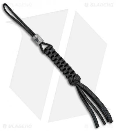 WE Knife Co. Black Tied Paracord Lanyard W/ Gray Titanium Bead 1 WE Knife Co. Black Tied Paracord Lanyard W/ Gray Titanium Bead