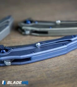 WE Knife Co. Bullit Frame Lock Knife Blue Ti (3.5 Hand Satin) 806A -We Knife Co Shop WE Knife Co Bullit Frame Lock Knife Blue Ti 806 BHQ84607 kp pocket clip wood web 1