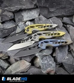 WE Knife Co. Isham Arrakis Knife Blue/Bronze Titanium (3.5" Two-Tone) 906B -We Knife Co Shop WE Knife Co Isham Arrakis Knife Gold Gray Titanium Two Tone 906A BHQ 93878 kp rocks web 1