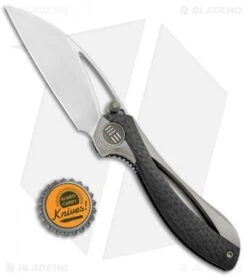 WE Knife Co. Isham Pleroma Integral Knife Champagne Ti /CF (2.95" Satin) 821B -We Knife Co Shop WE Knife Co Isham Pleroma Integral Gray Ti CF Hand Satin 821A BHQ 85588 jr bottlecap 2 1