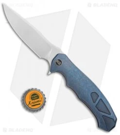 WE Knife Co. Kellen Bogardus 037 Frame Lock Knife Blue Ti (4" BB/Polish) 910B -We Knife Co Shop WE Knife Co Kellen Bogardus 037 FL Blue Ti BB Polish 910B BHQ 96899 jr bottlecap