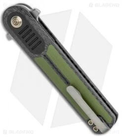 WE Knife Co. Lundquist Angst Liner Lock Knife Green G-10/CF (3.06" SW) 2002A -We Knife Co Shop WE Knife Co Lundquist Angst LL Green G 10 CF SW 2002A BHQ 110919 jr side