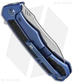 WE Knife Co. Minitor Flipper Knife Blue Ti/CF (3.4" Satin) 801B -We Knife Co Shop WE Knife Co Minitor Knife Blue Ti CF SW 801B BHQ 82591 jr side