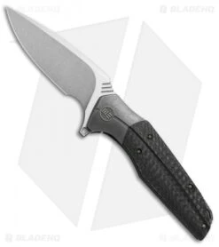 WE Knife Co. Nitida Frame Lock Knife Gray Ti/CF (3.5" Stonewash) 707B