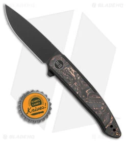 WE Knife Co. Smooth Sentinel Frame Lock Knife Black Titanium/Copper CF (3" BW) -We Knife Co Shop WE Knife Co Smooth Sentinel FL Black Ti Copper CF BW BHQ 174418 jr bottlecap