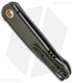 WE Knife Co. Smooth Sentinel Frame Lock Knife Black Ti/Green Micarta (3" Black) -We Knife Co Shop WE Knife Co Smooth Sentinel Frame Lock Knife Black Ti Green Micarta BHQ 13906 td side