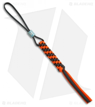 WE Knife Co. Tied Paracord Lanyard W/ Titanium Bead (Orange/Black) A-01C 1 WE Knife Co. Tied Paracord Lanyard W/ Titanium Bead (Orange/Black) A-01C