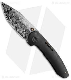 WE Knife Co. Trogon Frame Lock Knife Black Titanium (3." Damasteel) WE22002B-DS1