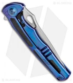 WE Knife Co. Tyche Integral Frame Lock Knife Blue Ti/CF (3.75" Hand Satin) 811A -We Knife Co Shop WE Knife Co Tyche Integral FL Blue Ti CF 811A BHQ 86606 jr side