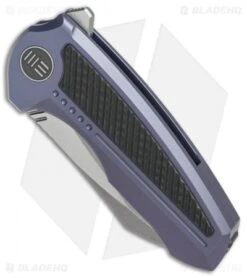 We Knife Co. Valiant Frame Lock Knife Blue Titanium/CF (3" Stonewash) 717D -We Knife Co Shop WE Knife Co Valiant Blue Ti CF SW 717D BHQ 79300 er spine