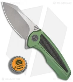 We Knife Co. Valiant Frame Lock Knife Titanium/CF (3" Stonewash) 717F -We Knife Co Shop WE Knife Co Valiant Green Ti CF sw 717F BHQ 79302 er bottlecap
