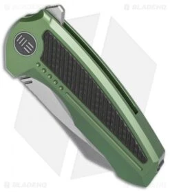 We Knife Co. Valiant Frame Lock Knife Titanium/CF (3" Stonewash) 717F -We Knife Co Shop WE Knife Co Valiant Green Ti CF sw 717F BHQ 79302 er spine