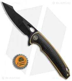 WE Knife Co. Yucha Liner Lock Flipper Knife CF/Gold Ti (3.9" Black SW) 810D -We Knife Co Shop WE Knife Co Yucha LL Flipper CF Gold Ti Black SW 810D BHQ 85505 jr bottlecap