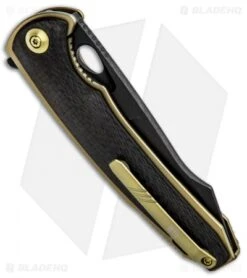 WE Knife Co. Yucha Liner Lock Flipper Knife CF/Gold Ti (3.9" Black SW) 810D -We Knife Co Shop WE Knife Co Yucha LL Flipper CF Gold Ti Black SW 810D BHQ 85505 jr side