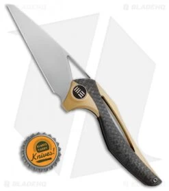 WE Knife Co. Isham ÃternA Integral Folding Knife CF/Gold Ti (3.25" M390) Aeterna -We Knife Co Shop WE Knife Co. Isham EternA Integral Folding Knife CF Gold Ti 3.25 M390 Aeterna 918C BHQ 112171 LS Bottlecap