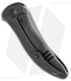 WE Knife Co. Mini Synergy Flipper Knife Black Titanium (3" Stonewash) 2011B -We Knife Co Shop WE Knife Co. Mini Synergy Flipper Knife Black Titanium 3 SW Trailing 2011B BHQ 117958 LS Side