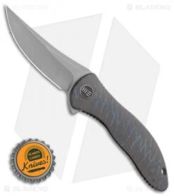 WE Knife Co. Mini Synergy Trailing Point Knife Tiger Stripe Ti (3" Stonewash) -We Knife Co Shop WE Knife Co. Mini Synergy Flipper Knife Tiger Stripe Ti. 3 SW Trailing 2011C BHQ 117959 LS Bottlecap