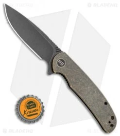 WE Knife Co. Practic Liner Lock Knife Brass (3.3" Black Stonewash M390) -We Knife Co Shop WE Knife Co. Practic Liner Lock Knife Brass 3.3in Black Stonewash M390 809E BHQ 113485 LS Bottlecap