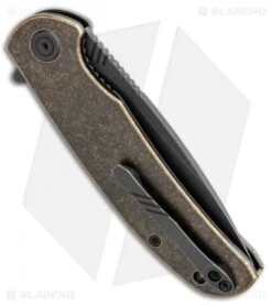 WE Knife Co. Practic Liner Lock Knife Brass (3.3" Black Stonewash M390) -We Knife Co Shop WE Knife Co. Practic Liner Lock Knife Brass 3.3in Black Stonewash M390 809E BHQ 113485 LS Side