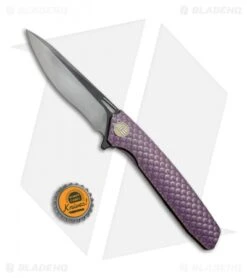WE Knife Co. 604N Frame Lock Knife Purple Titanium (3.8" Satin, Black) -We Knife Co Shop WE Knife FL Satin Black Ti Purple WE604N BHQ 67596 jr bottlecap 2