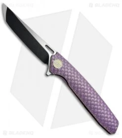 WE Knife Co. 604T Frame Lock Tanto Knife Purple Titanium (3.8" Black, Satin)