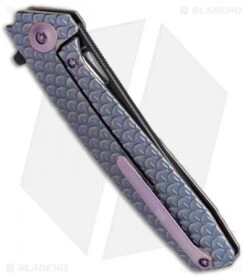 WE Knife Co. 604D Frame Lock Tanto Knife Blue Titanium (3.8" Black, Satin) -We Knife Co Shop WE Knife FL Tanto Satin Black Ti Blue WE604D BHQ 65097 jr side