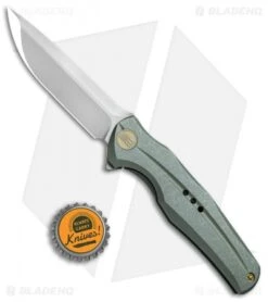 WE Knife Co. 601 Frame Lock Knife Green Titanium (3.75" Hand Satin) -We Knife Co Shop WE Knife Green Ti Hand Satin WE601B BHQ 65074 jr bottlecap 2