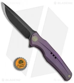 WE Knife Co. 601F Frame Lock Knife Purple Titanium (3.75" Black Stonewash) -We Knife Co Shop WE Knife Ti Purple Black SW WE601BWPU BHQ 65076 jr bottlecap