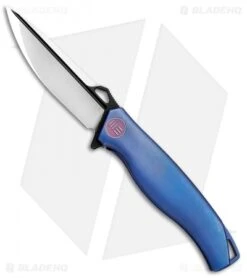WE Knife Co. 606A Frame Lock Knife Blue Titanium (3.5" Two-Tone)
