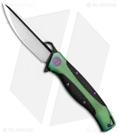 WE Knife Co. 606CFB Frame Lock Knife CF/Green Ti (3.5" Two-Tone)