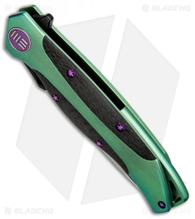 WE Knife Co. 606CFB Frame Lock Knife CF/Green Ti (3.5" Two-Tone) 2 WE Knife Co. 606CFB Frame Lock Knife CF/Green Ti (3.5" Two-Tone) - Image 2