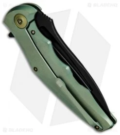 WE Knife Co. 608A Tanto Frame Lock Knife Green Titanium (4" Black SW) -We Knife Co Shop WE Knife Titanium GREEN Tanto Black SW 608A BHQ 49801 jr side