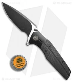 WE Knife Co. Nitida Frame Lock Knife Black Ti/CF (3.5" Black SW) 707E -We Knife Co Shop WE Knives nitida blk ti cf sw 707E BHQ 72350 dl bottlecap