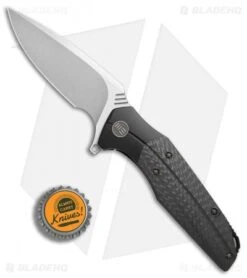 WE Knife Co. Nitida Frame Lock Knife Black Ti/CF (3.5" Stonewash) 707F -We Knife Co Shop WE Knives nitida sw ti cf blk 707F BHQ 72351 dl bottlecap
