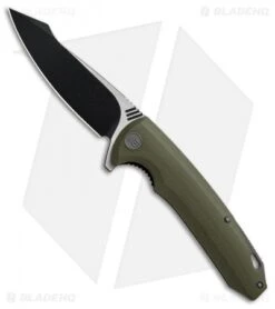 WE Knife Co. 617C Liner Lock Flipper Knife Green G-10 (3.8" Black, Satin)