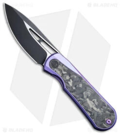 WE Knife Co. Baloo Frame Lock Knife Purple Ti/CF (3.3" Black SW) WE21033-3