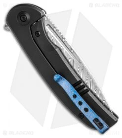 WE Knife Co. Beacon Frame Lock Knife Black Titanium (3.5" Damasteel) -We Knife Co Shop We Knife Co Beacon Frame Lock Black Titanium 3in 5cm Bead Blast BHQ 138570 td side