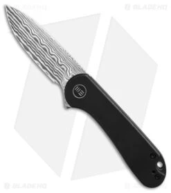 WE Knife Co. Elementum Frame Lock Black Titanium (3" Damascus)