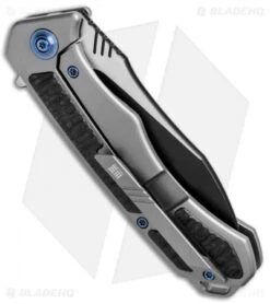 WE Knife Co. Minitor Flipper Knife Gray Ti/CF (3.4" Black) 801C -We Knife Co Shop We Knife Co Minitor Knife Gray Ti CF Black 801C BHQ 82592 jr side