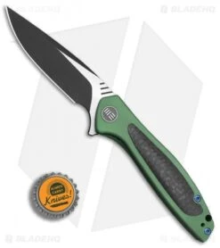 WE Knife Co. Wisp Frame Lock Knife Green Ti/Carbon Fiber (3.2" Black) 805C -We Knife Co Shop We Knife Co Wisp Green Ti CF black BHQ 83823 er bottlecap