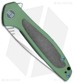 WE Knife Co. Wisp Frame Lock Knife Green Ti/Carbon Fiber (3.2" Satin) 805D -We Knife Co Shop We Knife Co Wisp Green Ti CF satin BHQ 83824 er spine